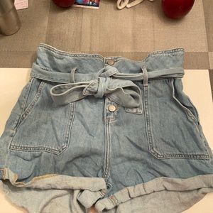 Ultra-High Waisted Paperbag Jean Shorts